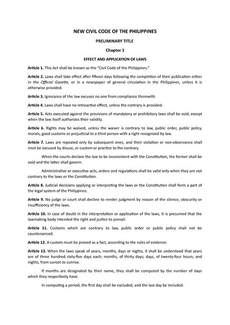 Civil Code Of The Philippines(1) .